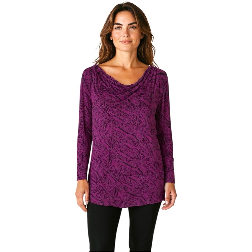 Soma Medium Purple Geometric Long Sleeve Dress Tunic Top
